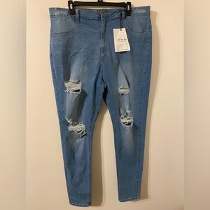 NWT Juniors Women's AP Blue By Aphrodite Distressed Slim Leg‎ Jeans Size 3X 21